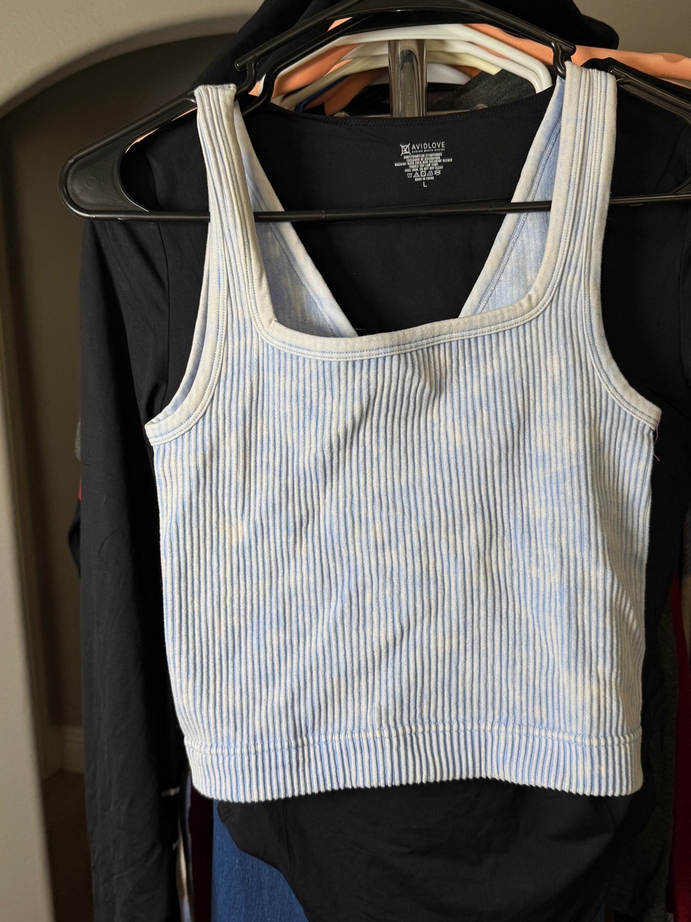 Light Blue Ribbed V-Neck Tank - Picture 2 of 2